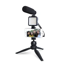 MAONO Professional Microphone Recording with Led Light for Video Camera Light Stand Tripod Stand for Phone