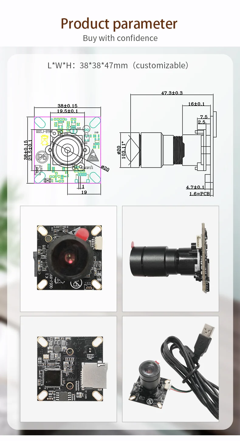 DGZX 1080P 2MP HD H.264 MJPG YUV Long Focus Lens SC2210 Industrial Monitoring USB Camera Module插图3