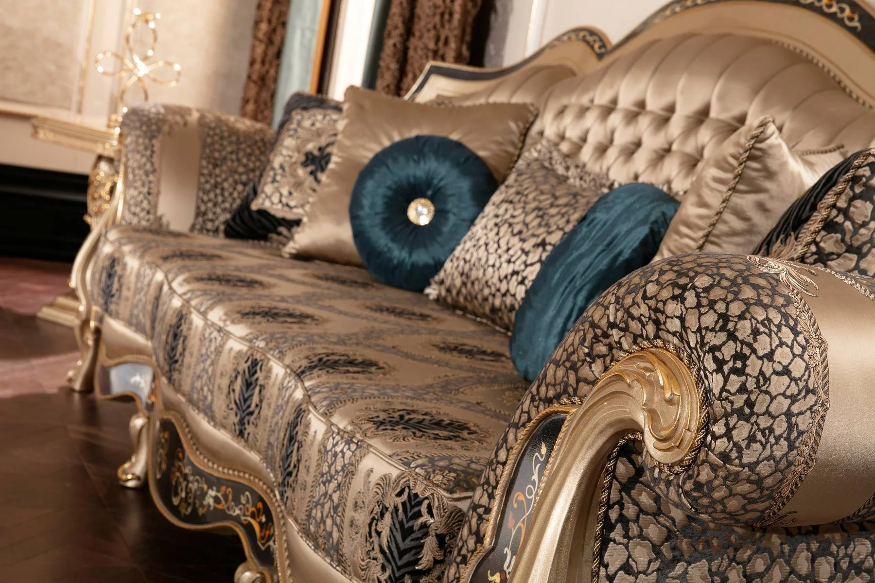 Classic Design European Style Sectional Sofa Set 100% Hand Carving Gold ...
