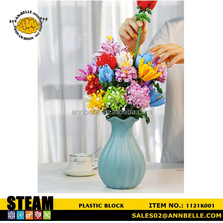 New Popular Assembly Plastic Assembling Flower Block Toys Bouquet Romantic Kit Building Blocks Home Decor Bricks