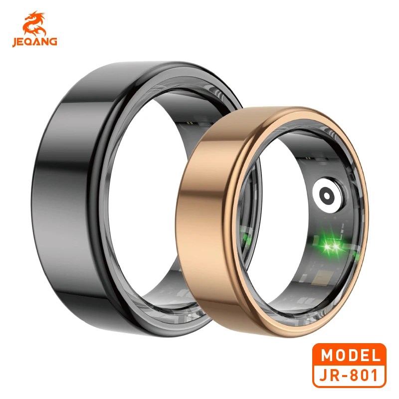 JR-801 IP68 Waterproof Smart Ring Sleep Tracker for Men/Women Heart  Rate/Blood Oxygen Meter Remote Feature Step Steel