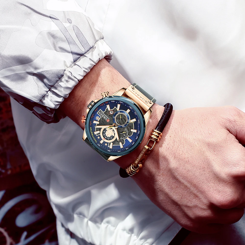 CURREN 8380 Luxury Top Brand Genuine Leather Strap Quartz Men Wrist Watch Calendar Date Luminous Hands Waterproof Watches Reloj