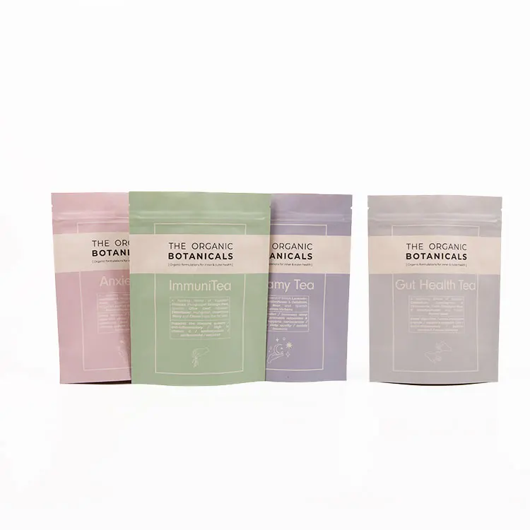 Doypack Ziplock Brown White Kraft Craft Paper Standing up Pouches Food Powder Tea Coffee Packaging Zipper Bags