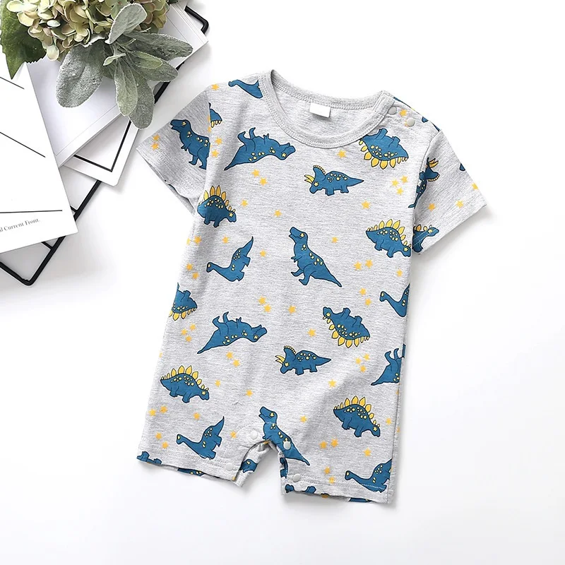Комбинезоны для маленьких мальчиков с принтом динозавра, одежда для малышей с мультяшным принтом, дешевая одежда для младенцев, комбинезоны