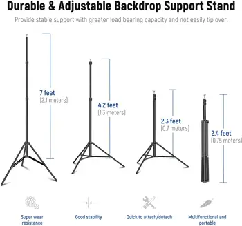 Neewer 10ft/3m Wide 6.6ft/2m High Adjustable Background Stand with 4 Crossbars Photo Studio Backdrop Support System detail image