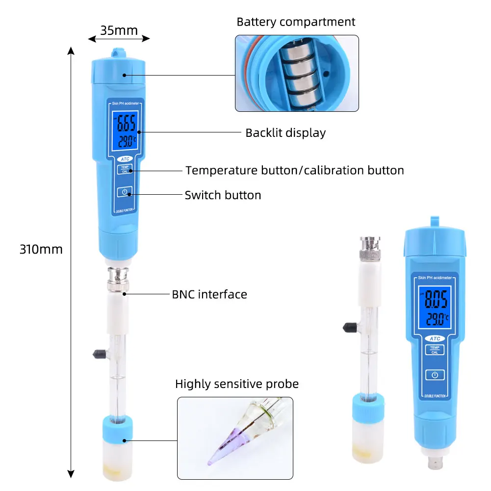 YIERYI pH Meter Replaceable Probe For Cheese, Meat, Drinking Water