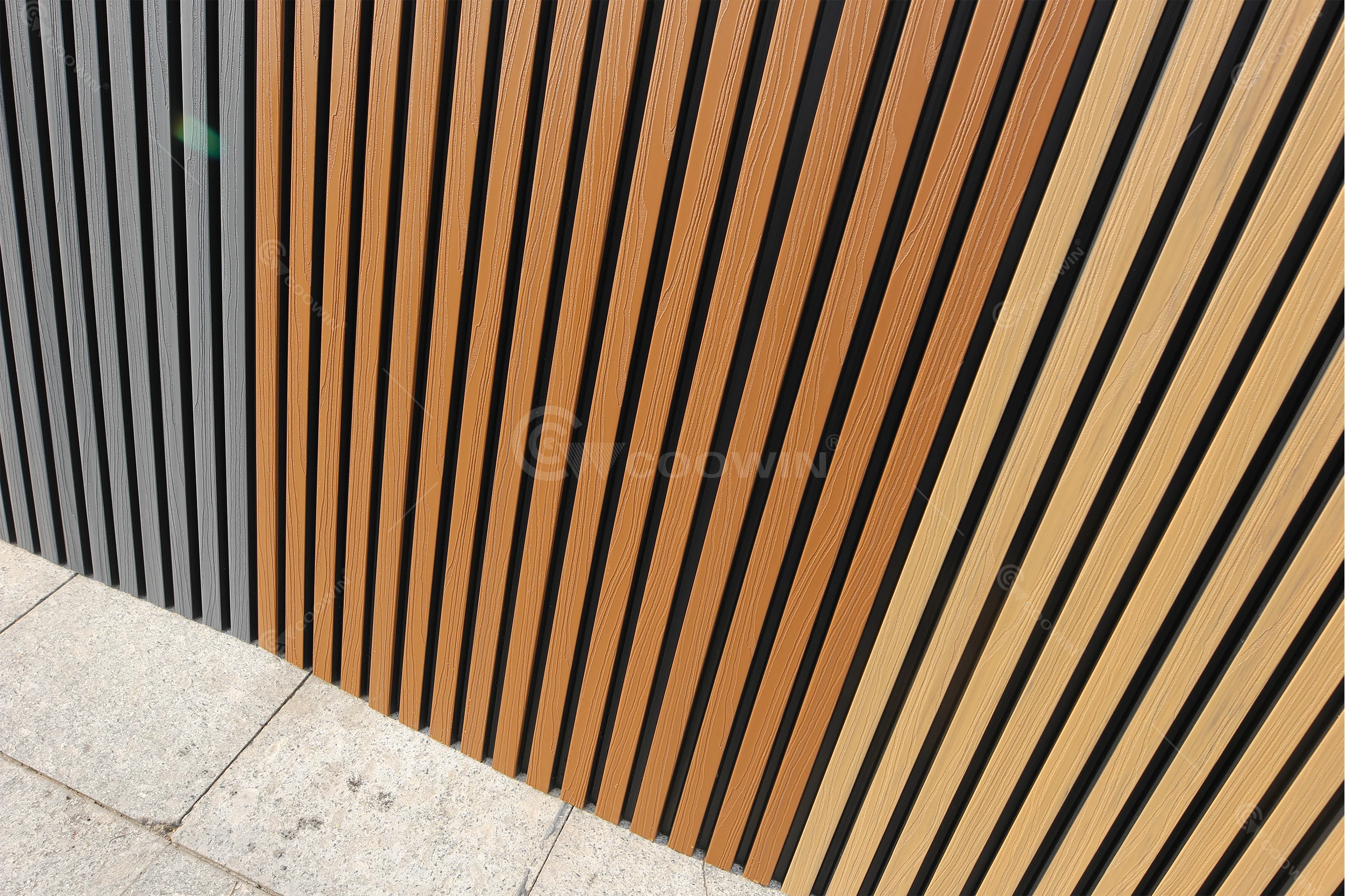 Hot Sale Coextrusion Cladding Fluted Wpc Teak Oak Birch Outdoor Slat Fluted Wall Panel