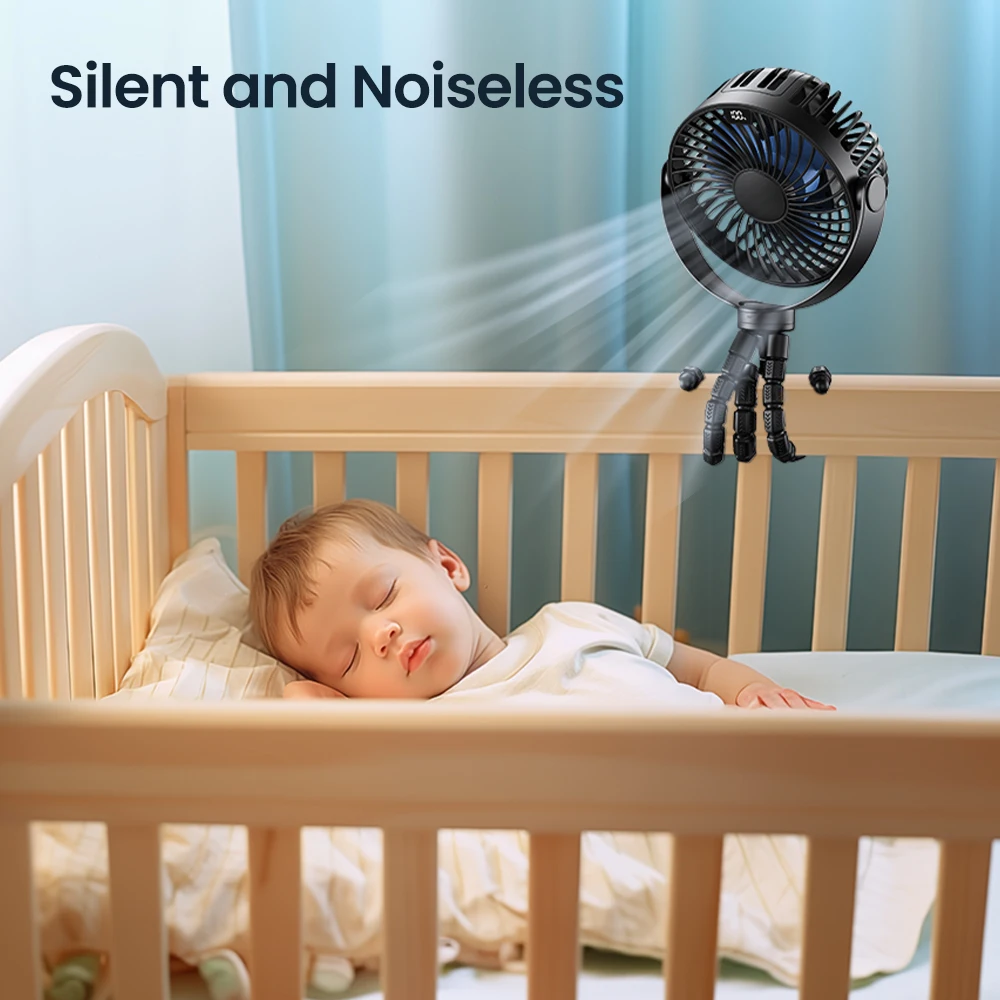 2024 OEM K60A новый дизайн 5000 мАч светодиодный дисплей маленький мини-вентилятор с USB-дисплеем большой вентилятор осьминогом для детской коляски