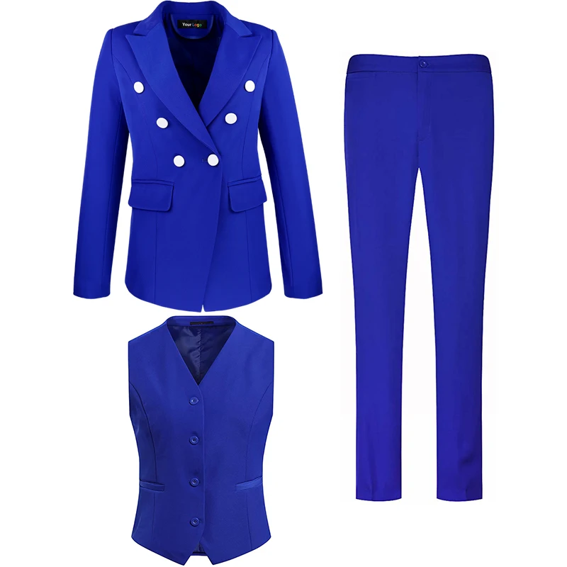 REORIAFEE Blazer Set For Women Summer Outfit Women's Long Sleeve Suit Pants  Casual Elegant Business Suit Dark Blue XXL