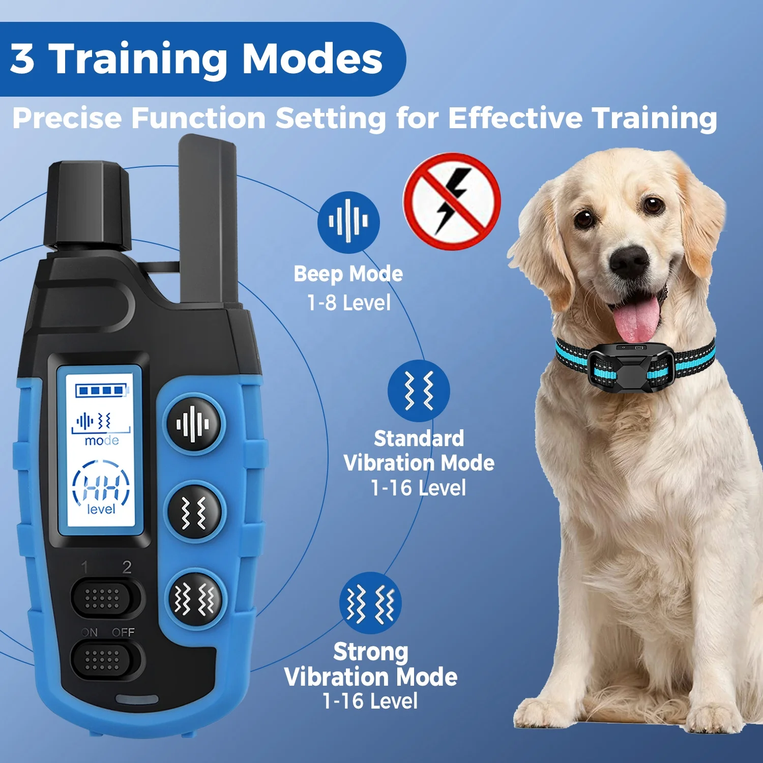 Factory Producing Dog Training Collar Humane No Shock Electric Training Collars High End Training Collar Dog IP67 3608FT Range