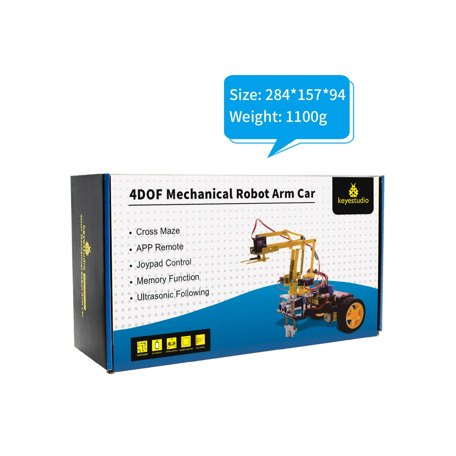 OEM 4DOF Mechanical Robot Arm 2WD Car Learning Kit for Arduino Robotic Kit