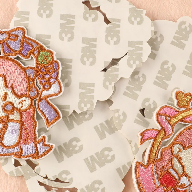 Lovely Custom Embroidered Patches Self Adhesive Girl Princess Stickers for Mobile case Jewelry Making