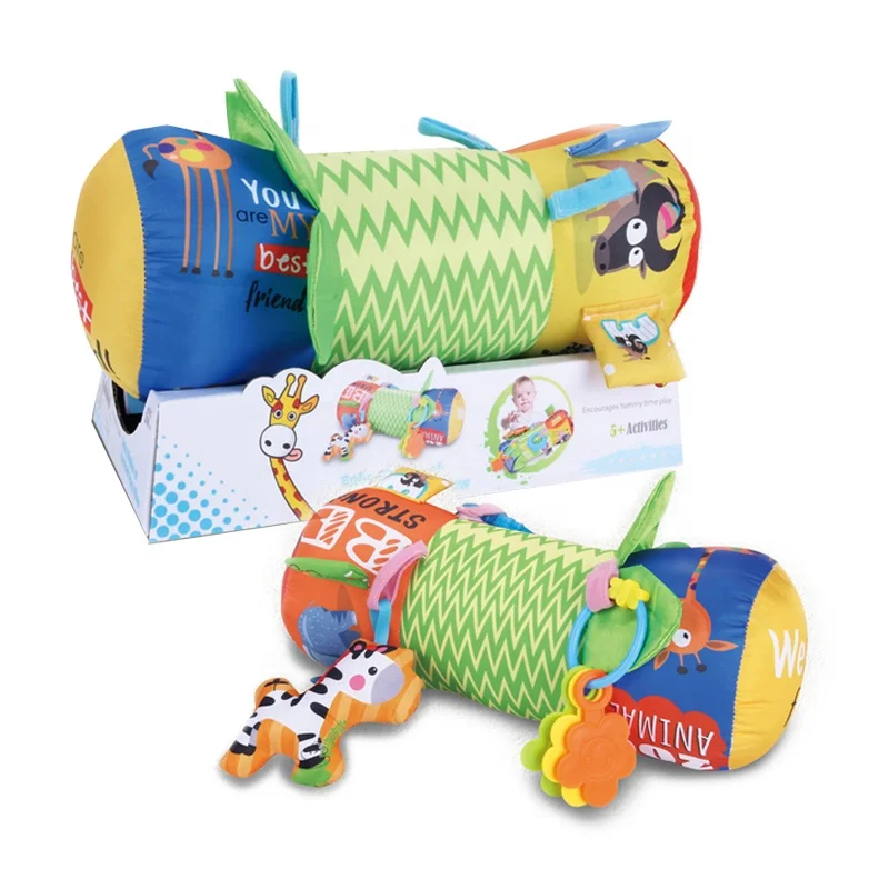 Colorful Plush Crawling Back Cushion Reef Prop Gym Activity Lying Baby Sleep Pillow Cute Soft Baby Toy with Rattles Teether