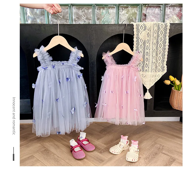 Little Girl Ruffle Dress - Butterfly Tutu Dress for Summer