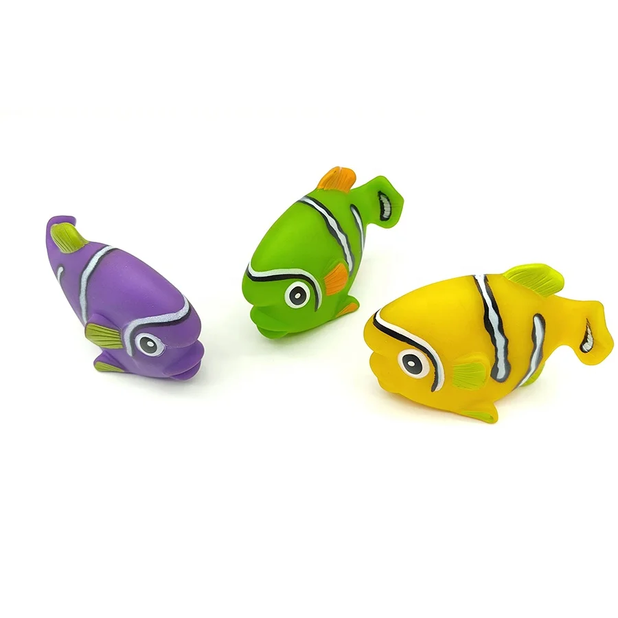 Floating Pink Striped Fish Squirter Clown Fish Toys Cartoon Pvc Bathing Toys for Toddlers