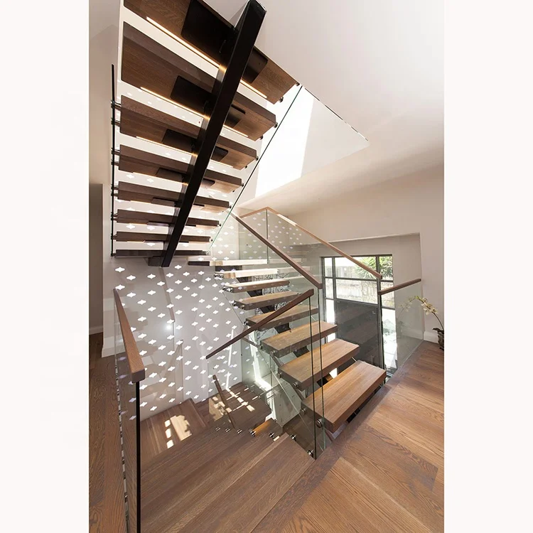 Поддержка под заказ, современные стеклянные перила, деревянные лестницы