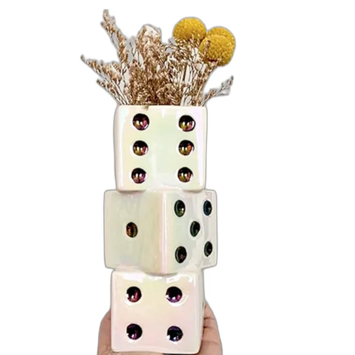 Custom Stacked Dice Ceramic Vase Buy Stacked Dice Ceramic Vase,Dice