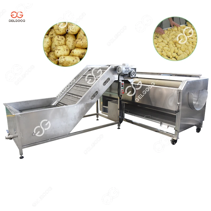 Stainless Steel Automatic Cassava Peeler and Washer Pictures Small Brush Potato Cleaning Cassava Peeling Machine