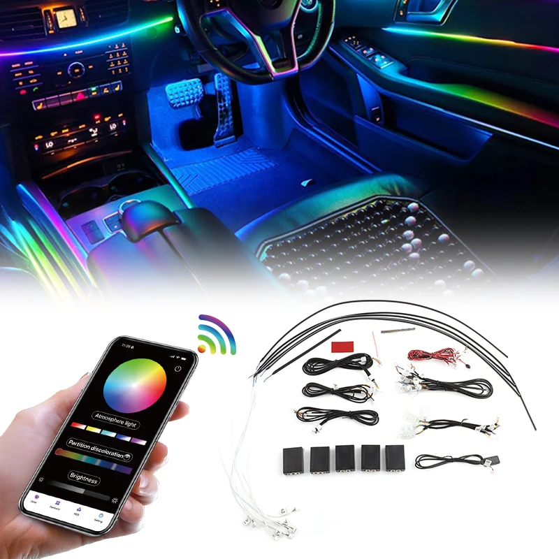Led Lights For Car Car Interior Neon RGB LED Strip Lights With Bluetooth App Control - 4/5/6 In 1 Decorative Ambient Atmosphere Dashboard Lamp From LED Strips - Price 21.51 Installation Near Me - Foto 6