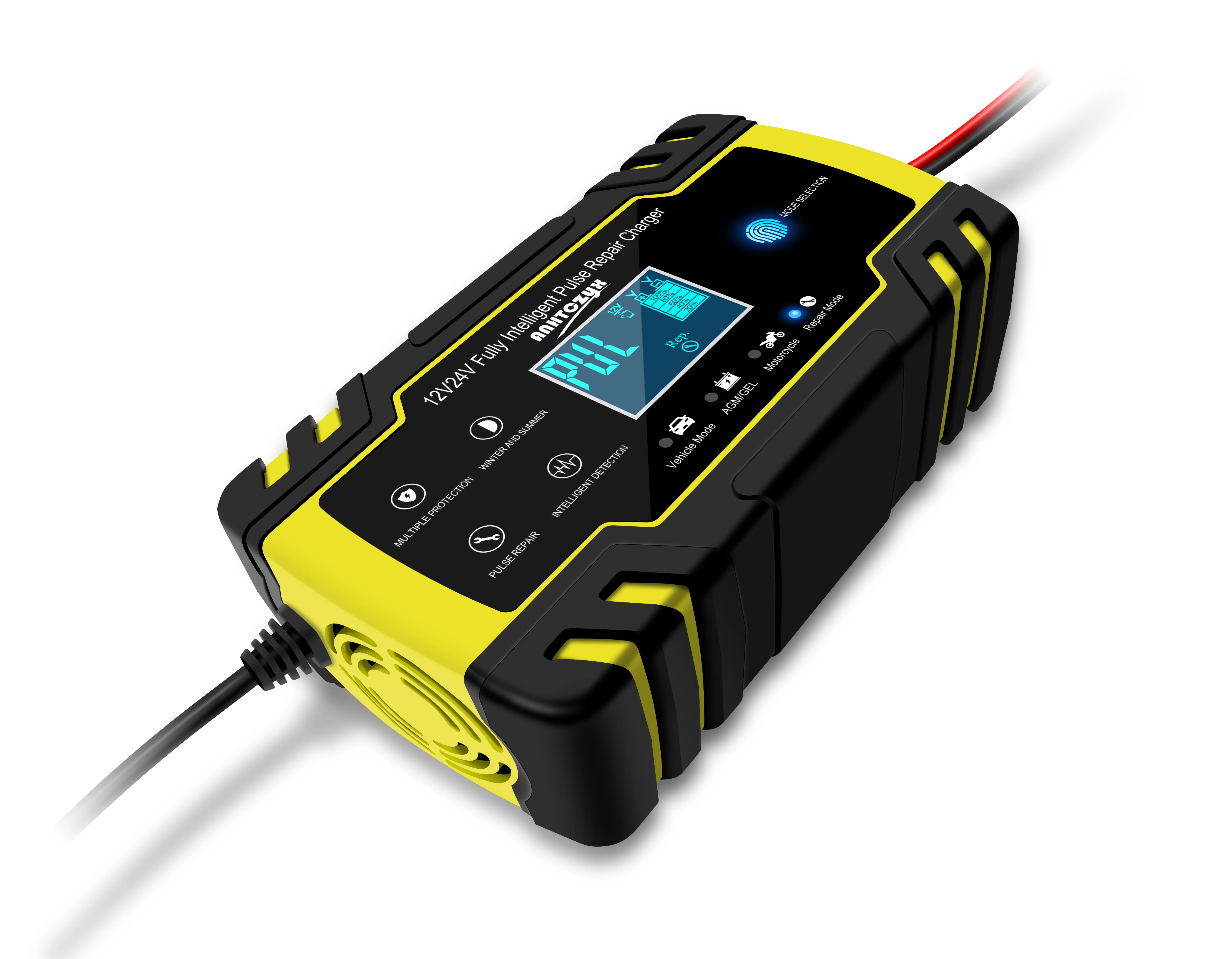インテリジェント24V 4Aパルス修復式鉛蓄電池充電器、12V 8A車用