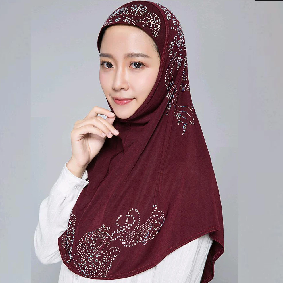 Woman Diamante Head Scarf Instant Hijab Diamond Scarf Muslim