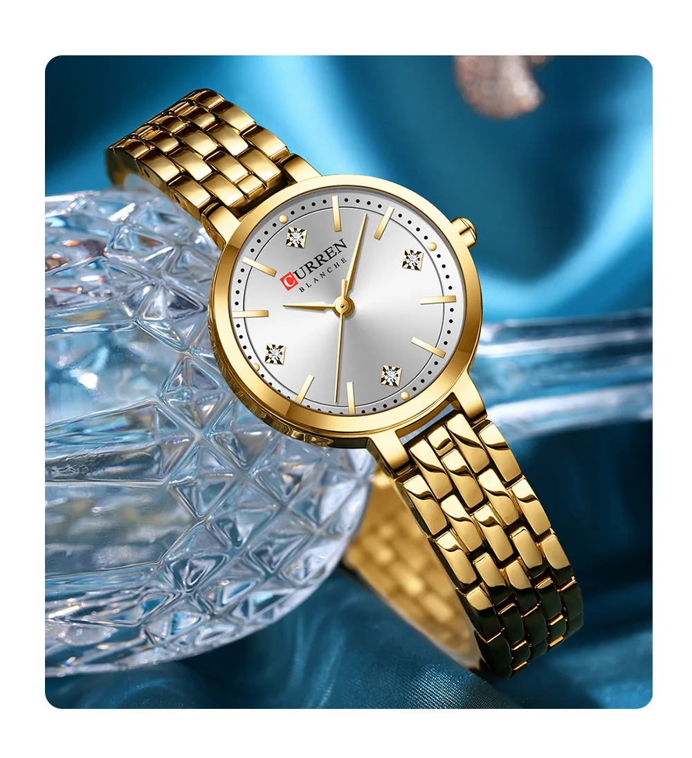 Curren 9106 Fashion Golden Quartz Wristwatch Stainless Steel Waterproof Women's Watches Original Luxury Ladies Watch for Women