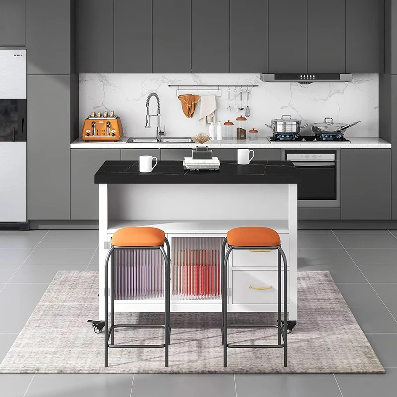Modern Simple Prep Cooking Table With Storage Drawer Freestanding Kitchen Island Table Movable Bar Counter Sideboard Cabinet