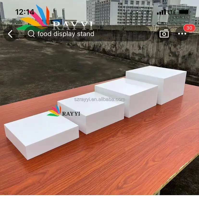 Ray Yi Factory Custom 4 Step Rectangle Clear Display Cube Food Table