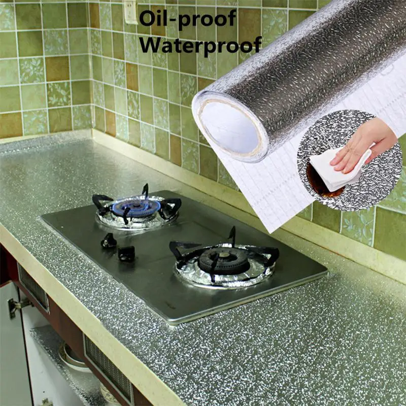 Details about   Oil-proof Stove Cupboard Aluminum Foil Self-adhesive Wallpaper Kitchen Stickers