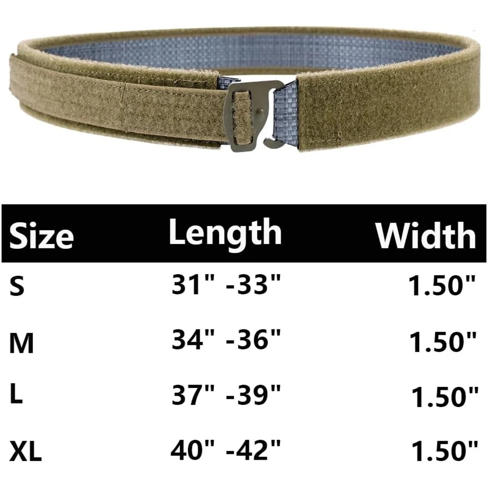 Wear-resistant High Quality Sports Training Tactical Belt Stiff Inner Belt Adjustable Hook Loop Inner Duty Belt