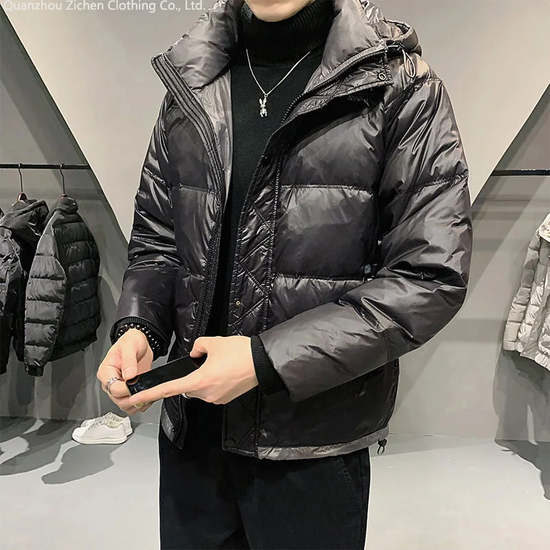 2024 Men's Winter New Light Thin White Duck Coats Male Warm Puffer Hooded Jackets Men Solid Color Down Outerwear H398_voghion.com