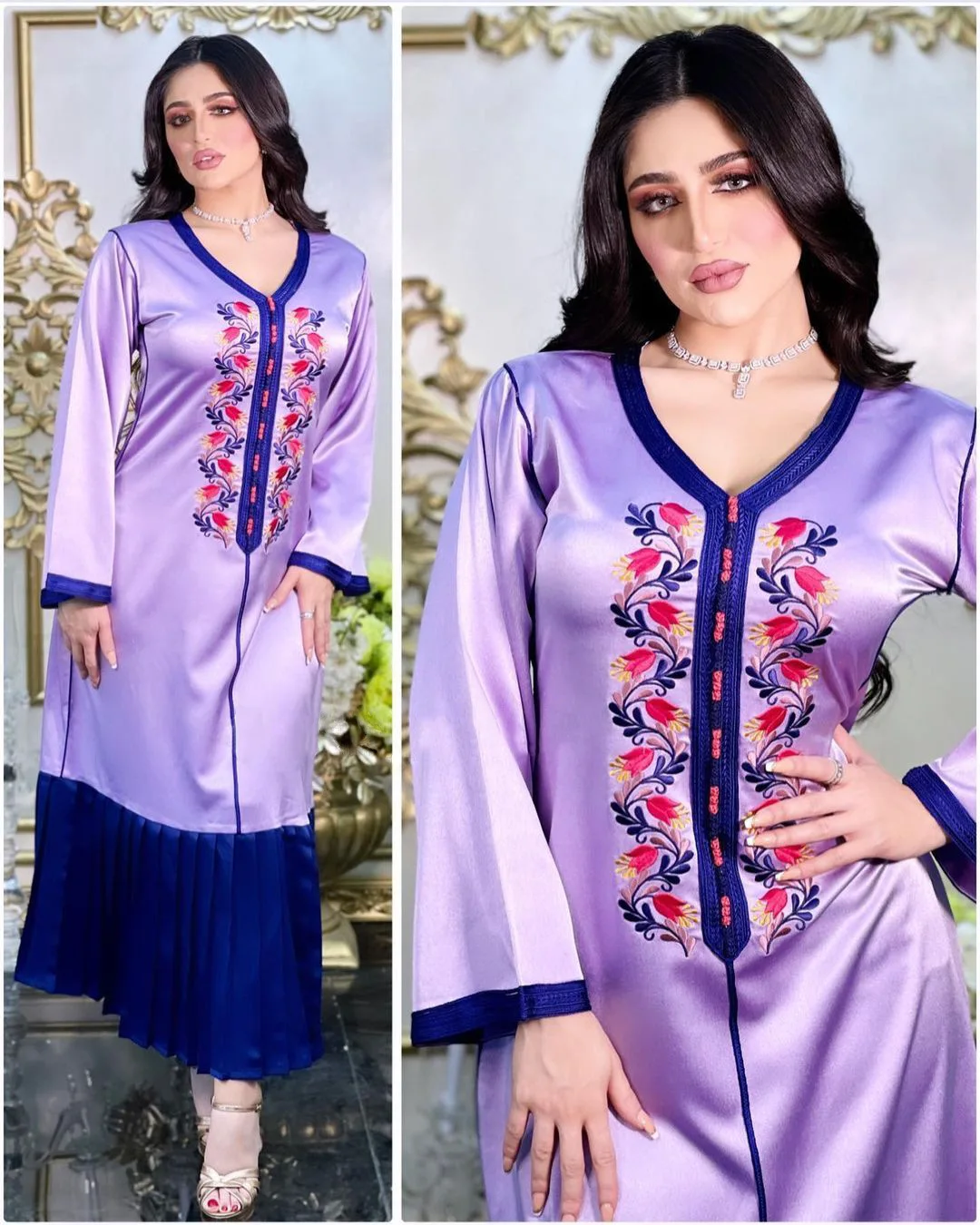 New Muslim Dress Abaya Middle East Arab Dubai Southeast Asia Hot Sale Clothing Embroidered Patchwork Robes Caftan Hijab Scarf manufacture