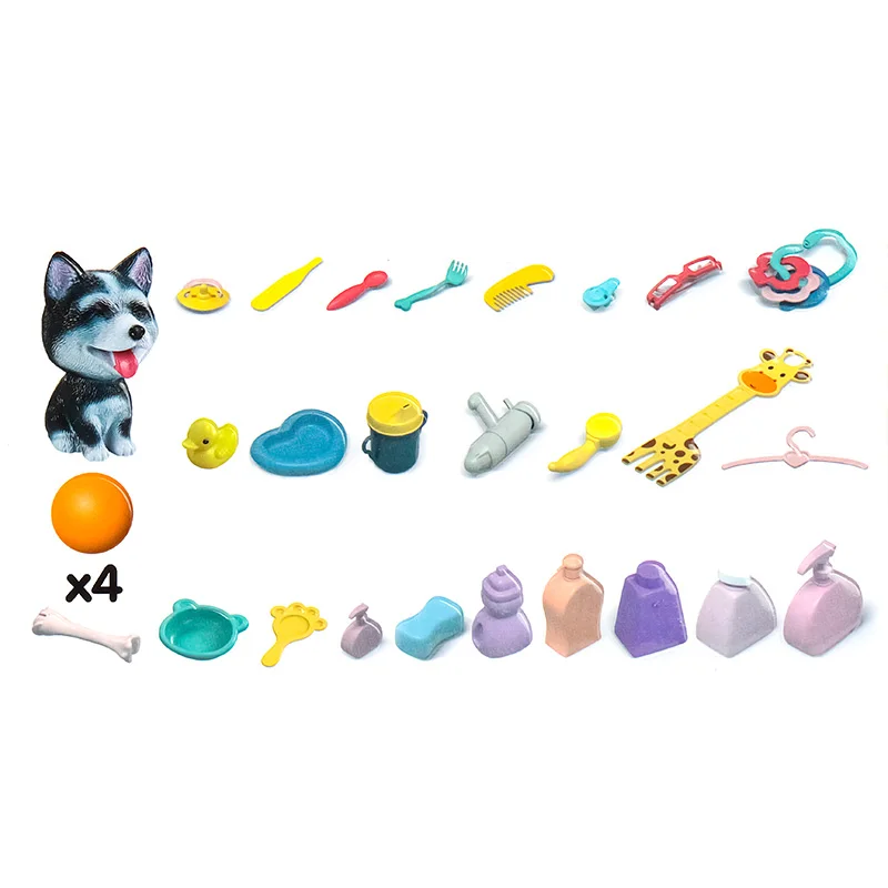 91PCS Indoor Game Plastic DIY Simulation Music Light Role Play Doll Pet Nursing Toy with Accessories for Girls
