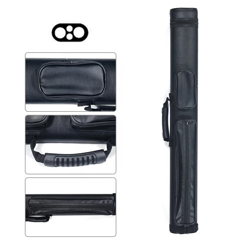 ビリヤードキューケース　2B2S 黒 ブラック4穴ビリヤードキューケース2B2S 1/2-PCプールキューバッグ