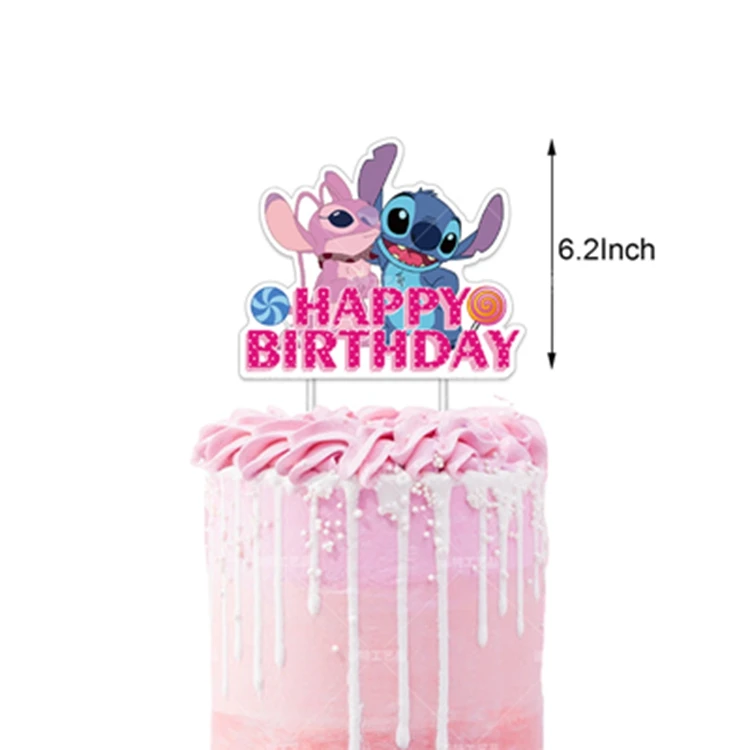 Décor de fête d'anniversaire rose Lilo & Stitch Disney, boîte à