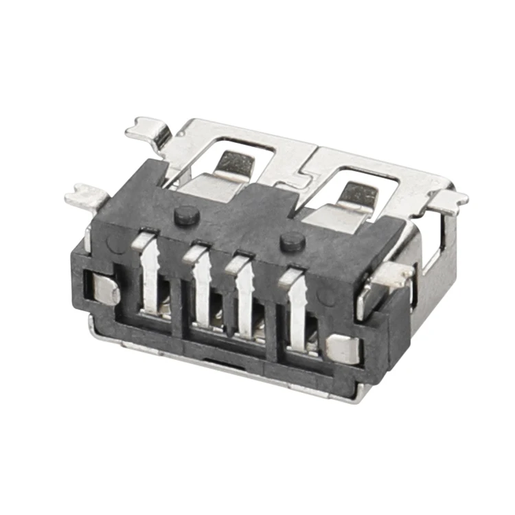 USB 2,0 гнездовой разъем USB тип A 4-контактный разъем AF90 градусов SMT с черным пластиком