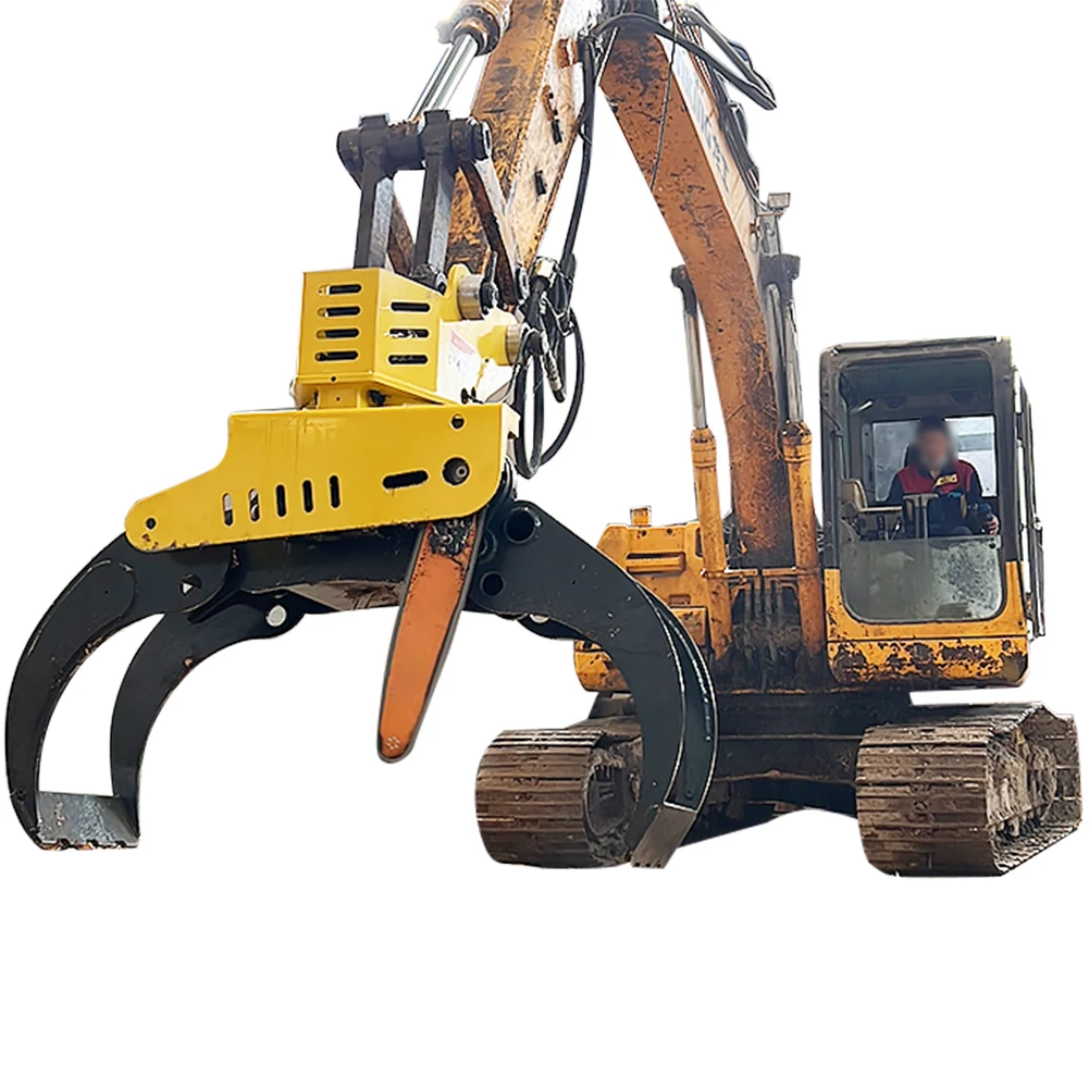 Wood Cutter With Grapple Log Grapple Saw Excavator Tree Shear