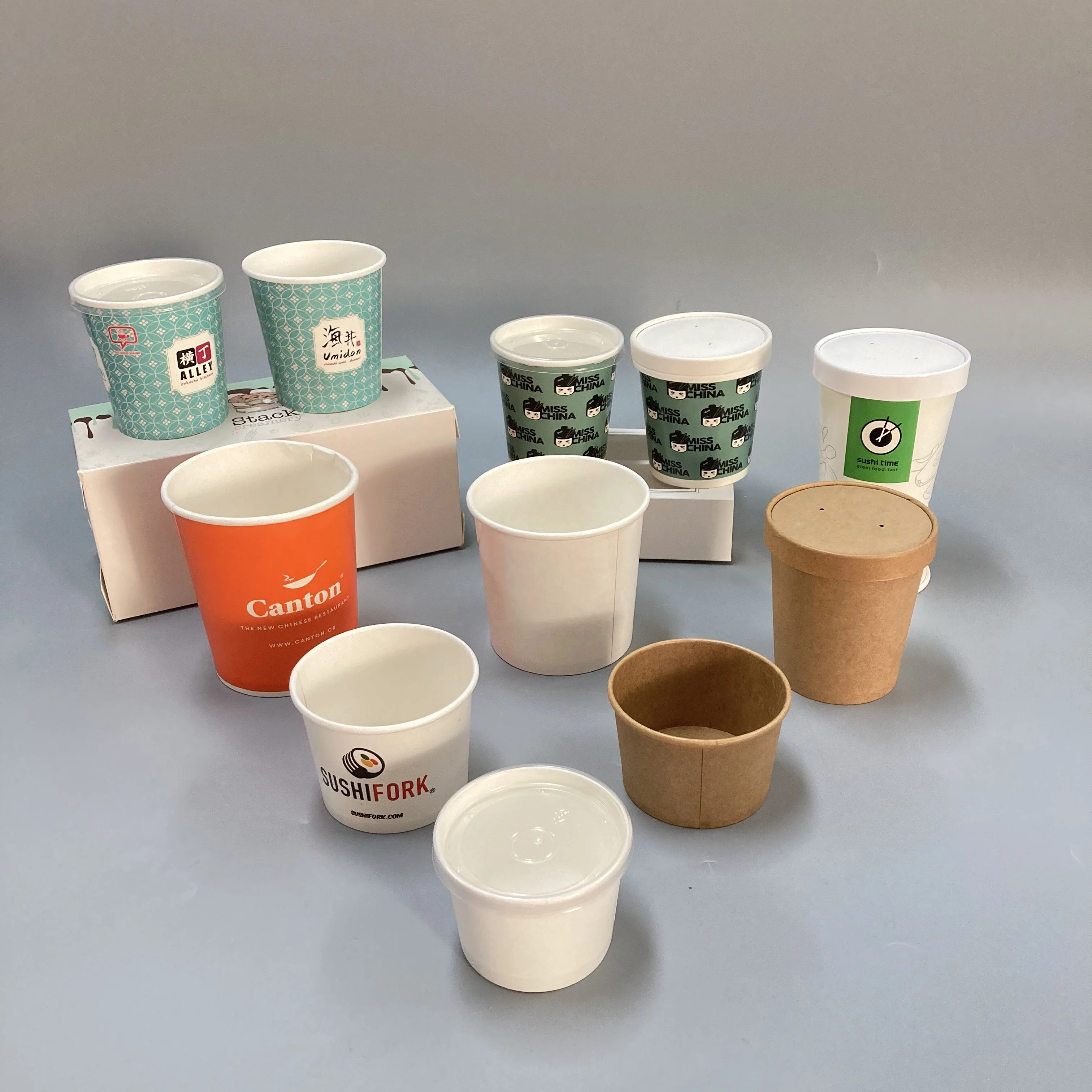 Wholesale Custom Printed Disposable Restaurant Use Kraft Paper Noodle Soup Salad Bowl