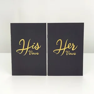Wholesale 5.9\" x 3.9\" Mini Wedding Notebook with 28 Pages Gold Foil Stamping 'His and Hers' for Bridal Wedding Vow Books