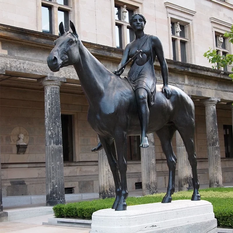 Life Size Big Horse Sculpture With Sex Girl Statue in Garden Decoration