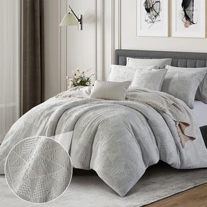 For KOSMOS Customized 8pc Jacquard Quilt Set Simple Style Geometric Pattern Comforter Bedding Woven Techniques