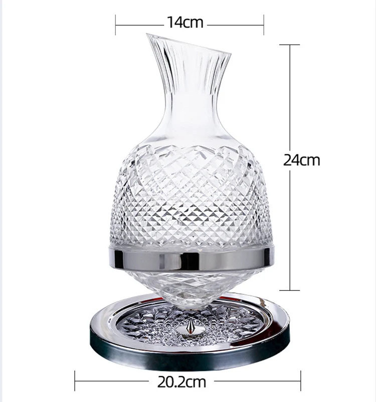 Lead Free Glass Red Wine Decanter Set Luxury 1l Crystal Clear Spinning