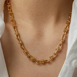 Gold Color Chunky Chain Necklaces U Shape Thick Linked Necklaces for Women Minimalist Necklace Everyday Jewelry 2020