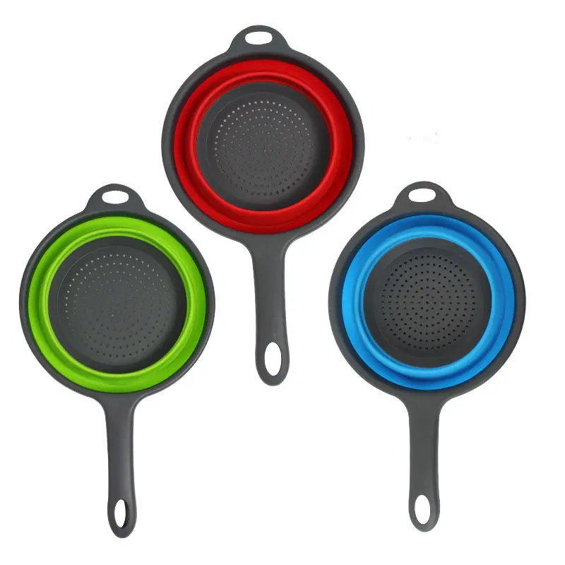 Ситечки для кухонной раковины, сливная корзина для фруктов и овощей, силиконовый складной дуршлаг со складной ручкой для салата, пасты, ситечки