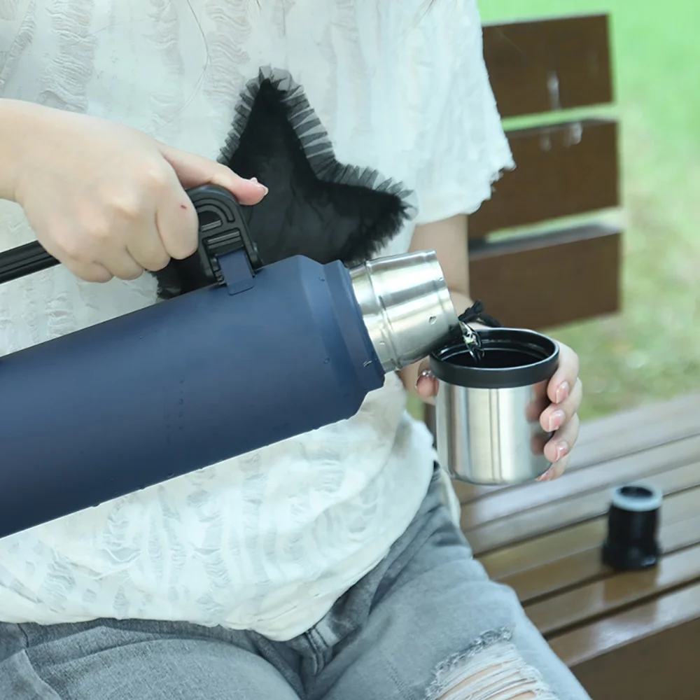 Giant Vacuum Flask Litre Personalized New Hot/cold Matte Thermos Bottle  with Handle and Cup