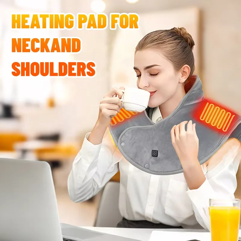 一体型ネックサポート付き電気加熱ショール スマート加熱ウォーマーベスト ミンクファーカラー付き防寒ネックウォーマー 4