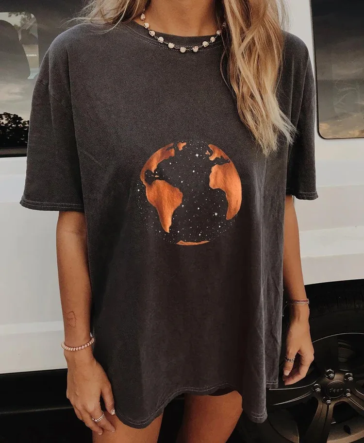 
 Женская Винтажная футболка с круглым вырезом, с принтом логотипа на заказ  