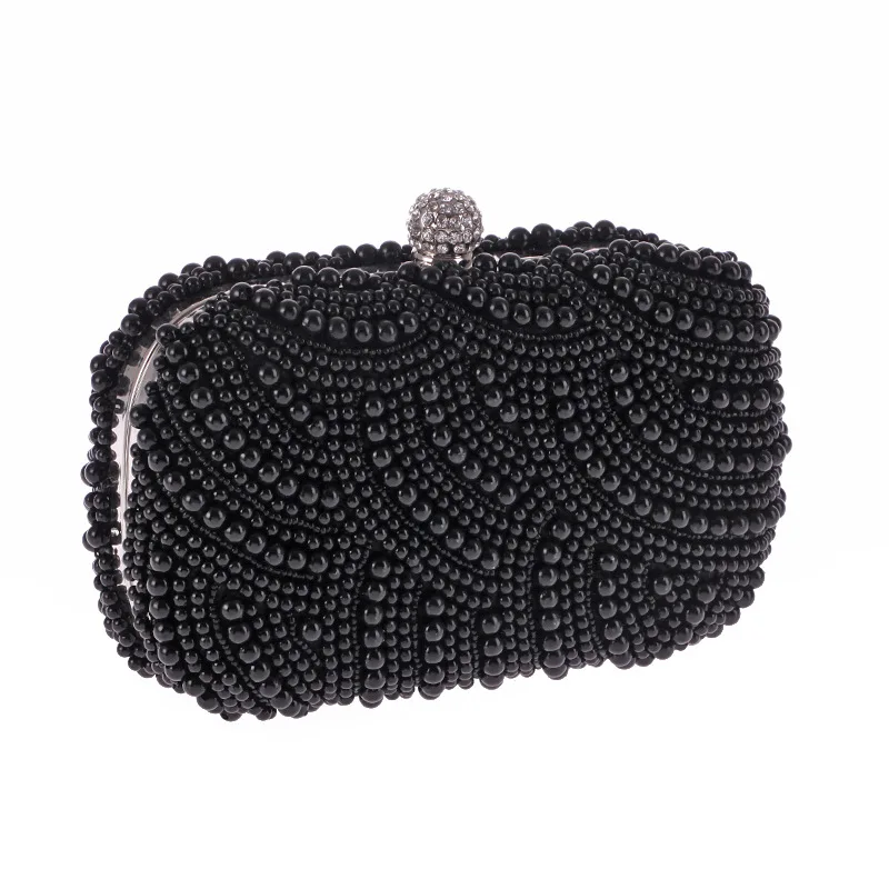 Peqota Handmades | Black and White Pearl Beaded Evening Bag
