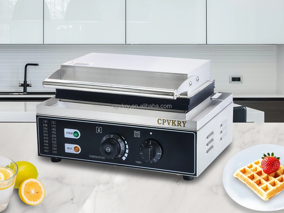 Commercial Stainless Steel Rectangle Waffle Maker 10pcs Non-Stick