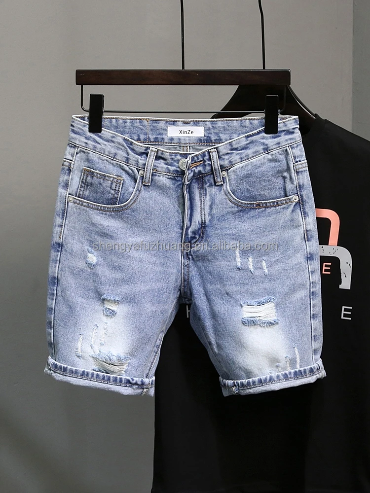 Men's Slim Fit Fashion Short Jeans Casual Jeans With Holes Men's Shorts ...